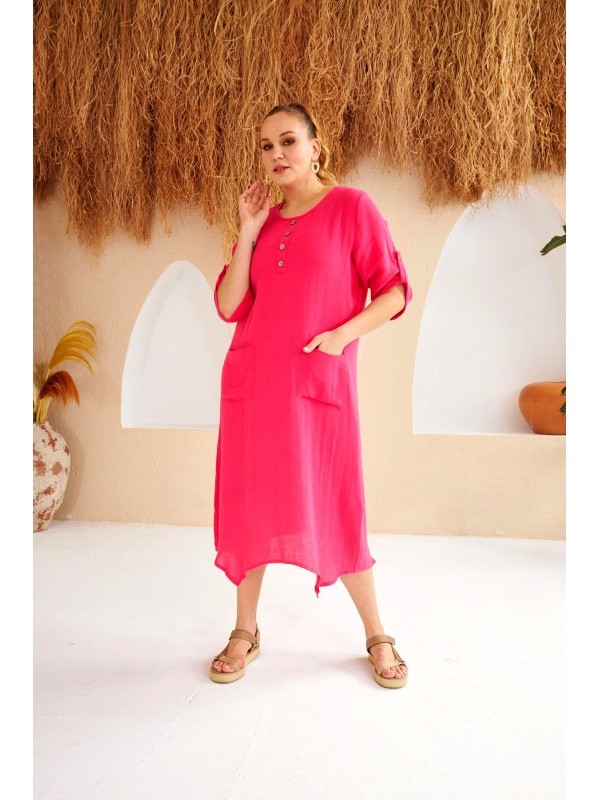 6078 Fuschia Дамска рокля в макси размери