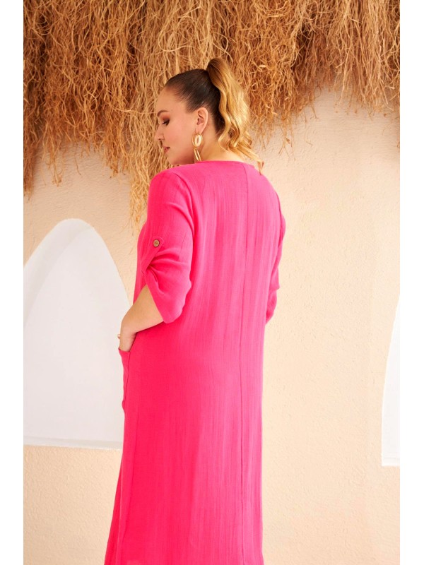 6078 Fuschia Дамска рокля в макси размери