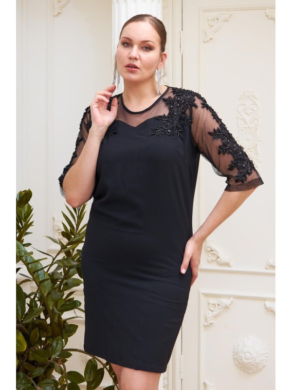 6099 Black Дамска рокля в макси размери