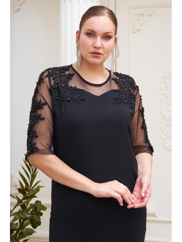 6099 Black Дамска рокля в макси размери