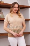 6124 Beige Дамска тениска в макси размери