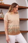 6124 Beige Дамска тениска в макси размери