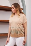 6124 Beige Дамска тениска в макси размери