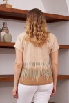 6124 Beige Дамска тениска в макси размери