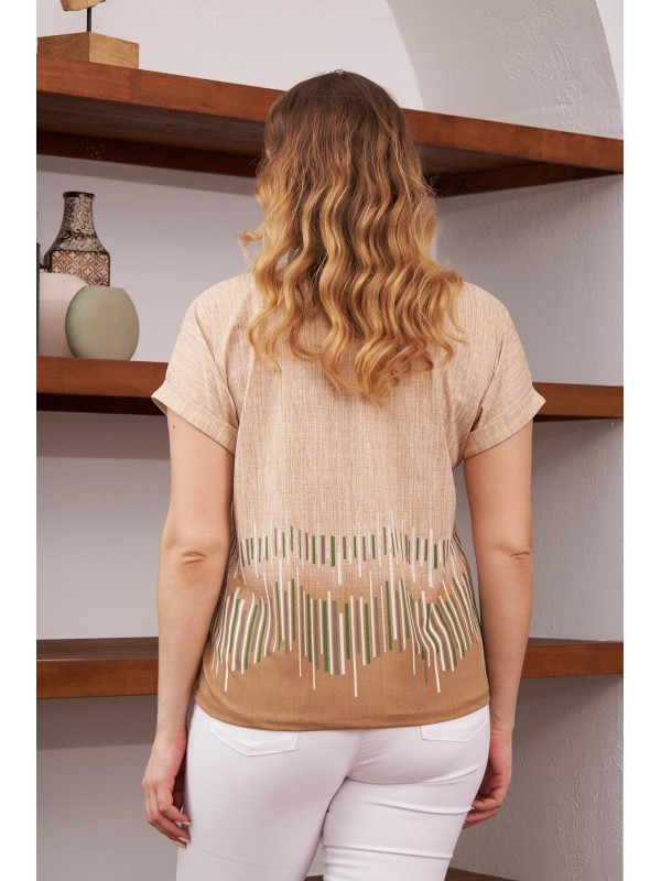 6124 Beige Дамска тениска в макси размери
