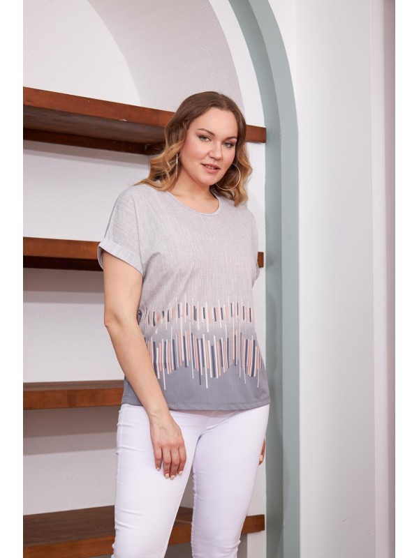 6124 Grey Дамска тениска в макси размери