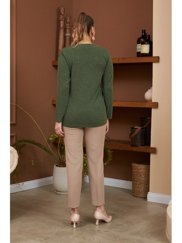 6196 Khaki Дамска блуза в макси размери