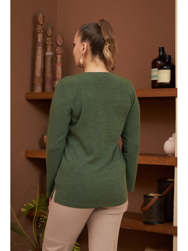 6196 Khaki Дамска блуза в макси размери
