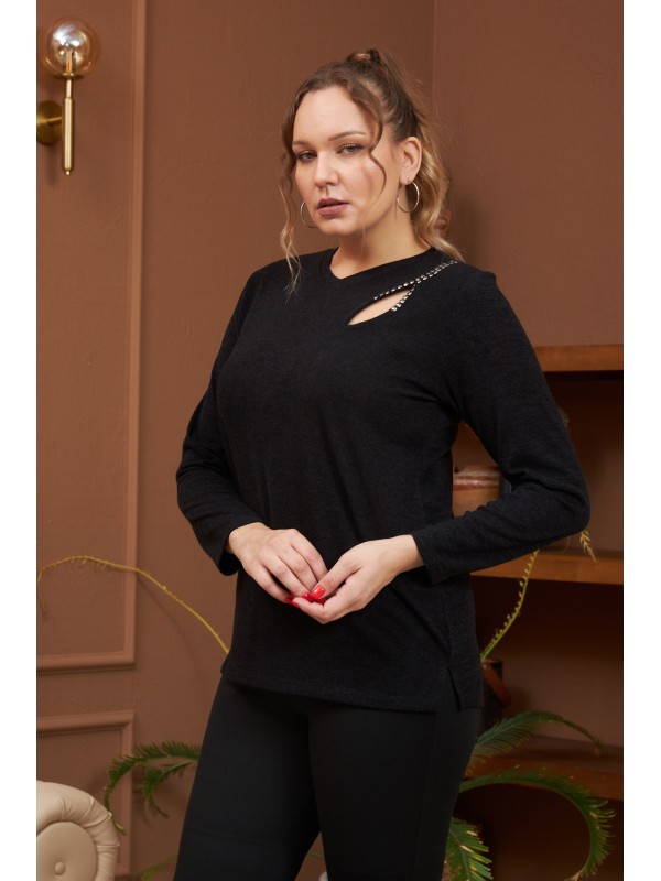 6196 Black Дамска блуза в макси размери