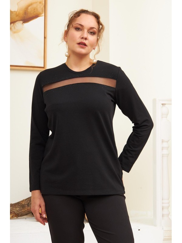 6218 Black Дамска блуза в макси размери 6218 Black Дамска блуза в макси размери