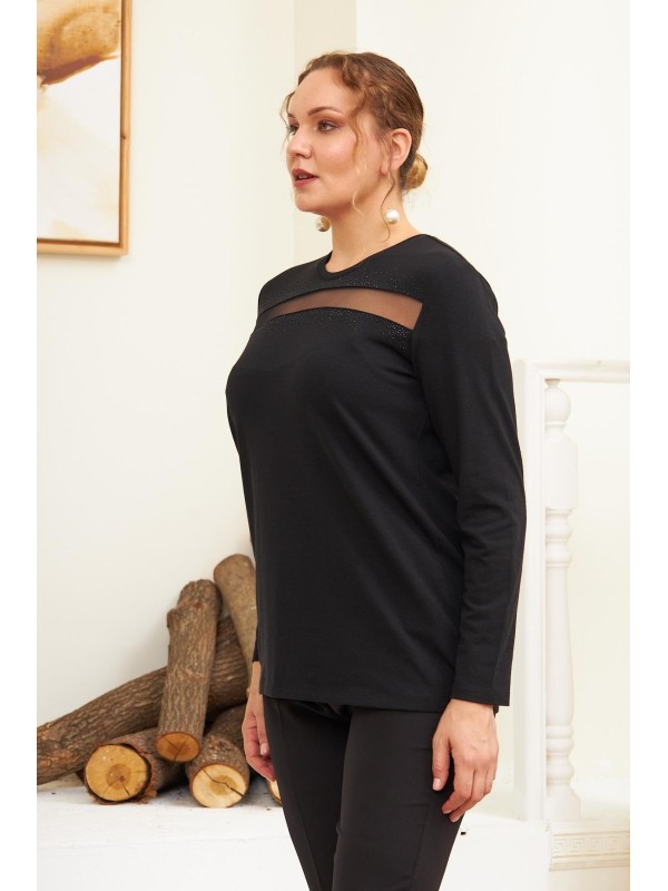 6218 Black Дамска блуза в макси размери 6218 Black Дамска блуза в макси размери