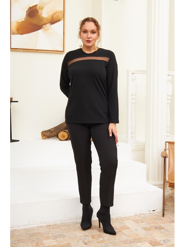6218 Black Дамска блуза в макси размери 6218 Black Дамска блуза в макси размери