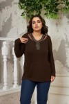 6220 Brown Дамска блуза в макси размери