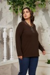 6220 Brown Дамска блуза в макси размери