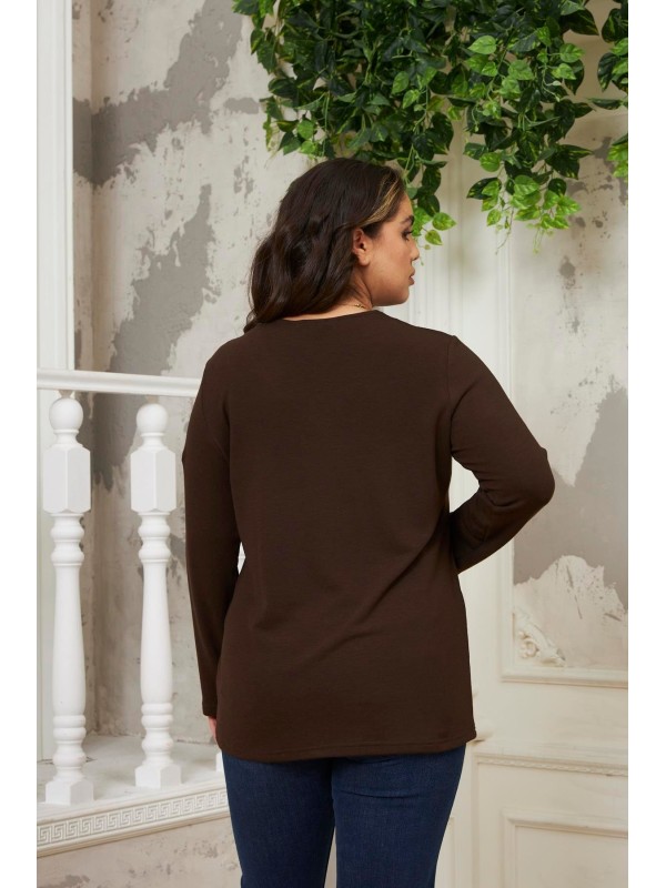 6220 Brown Дамска блуза в макси размери