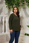6220 Khaki Дамска блуза в макси размери
