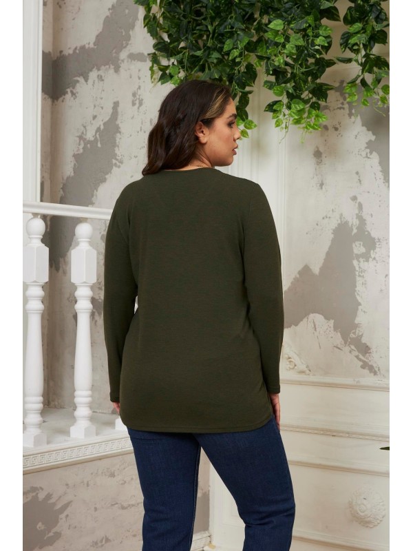 6220 Khaki Дамска блуза в макси размери