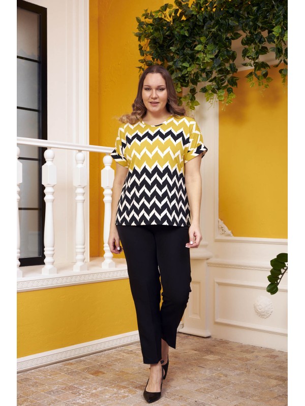 6267 Mustard Дамска тениска в макси размери