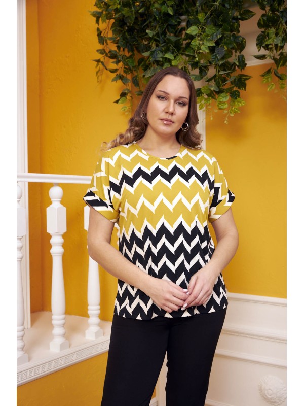 6267 Mustard Дамска тениска в макси размери