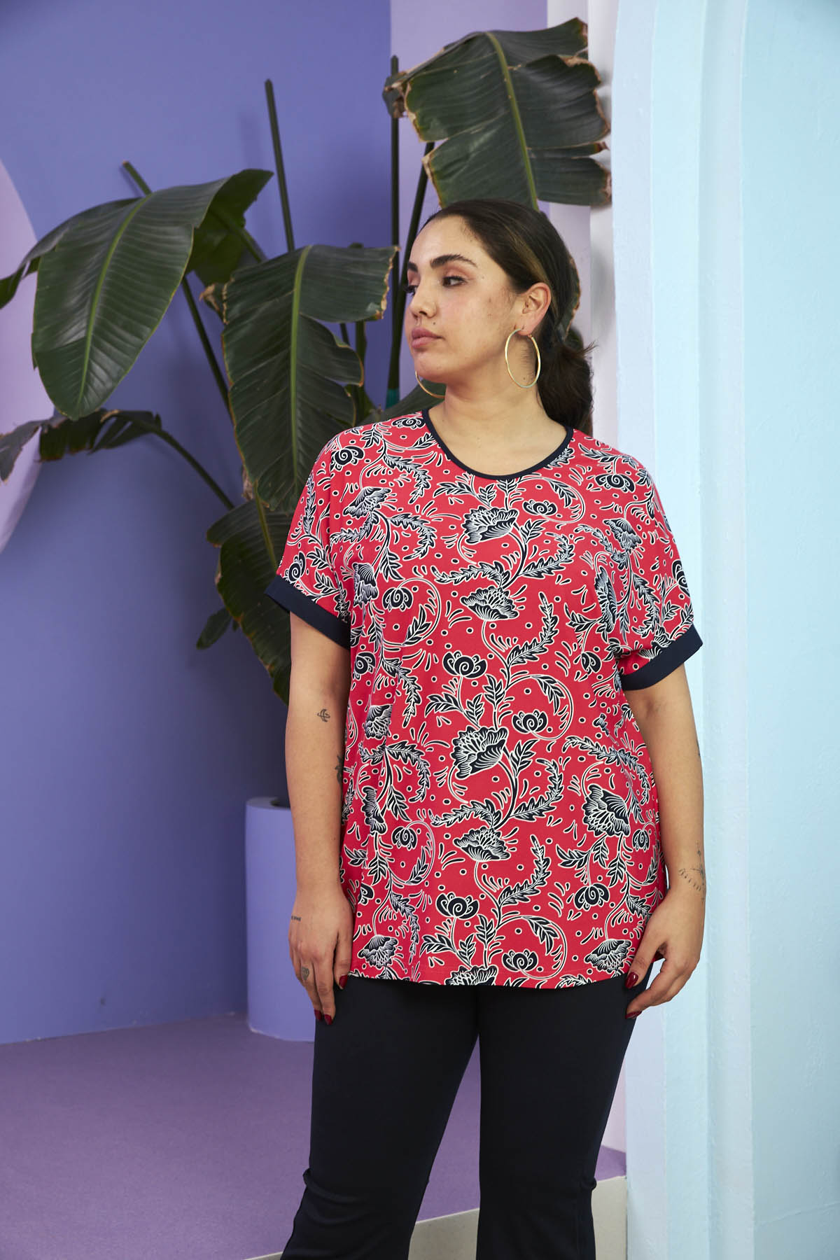 6301 Red Дамска блуза в макси размери