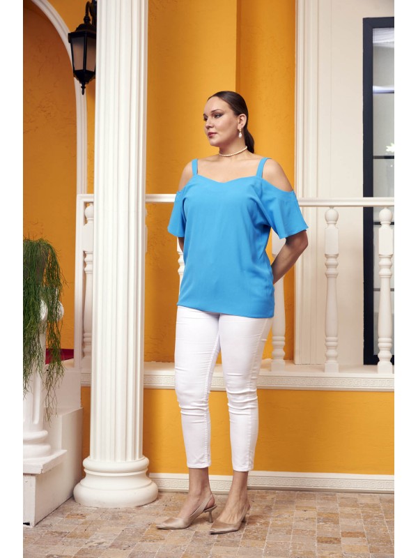 6325 Blue Дамска блуза в макси размери