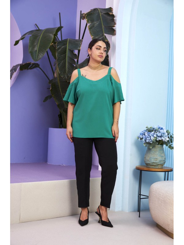 6325 Green Дамска блуза в макси размери