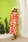 6387 Orange Дамска рокля в макси размери