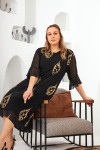 6426 Black Дамска рокля с бродерия в макси размери