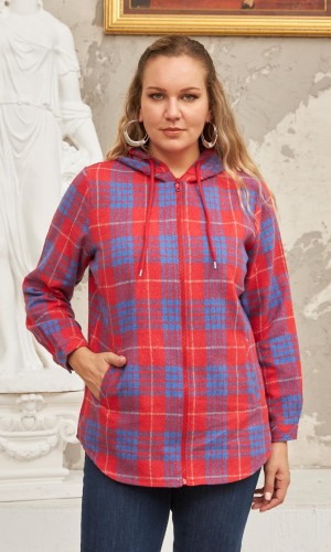 9758 Red Дамско горнище тип риза в макси размери