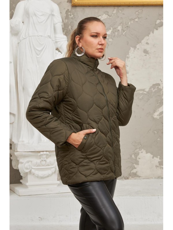 9786 Khaki Дамско яке в макси размери