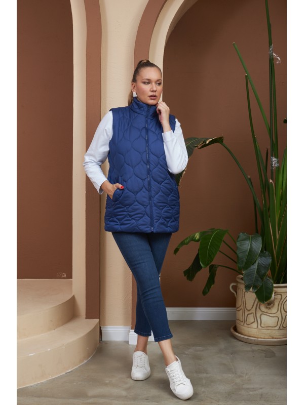 9787 Sax Blue Дамски елек в макси размери