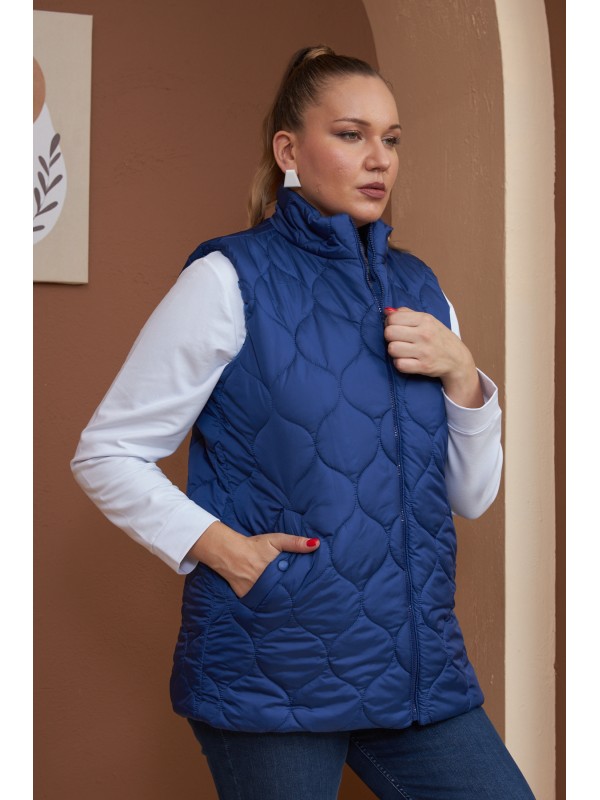 9787 Sax Blue Дамски елек в макси размери