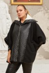 9790 Black Дамско палто тип пончо в макси размери 9790 Black Дамско палто тип пончо в макси размери