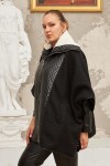 9790 Black Дамско палто тип пончо в макси размери 9790 Black Дамско палто тип пончо в макси размери