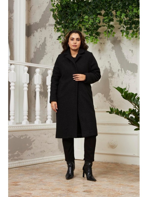 9803 Black Дамско палто в макси размери