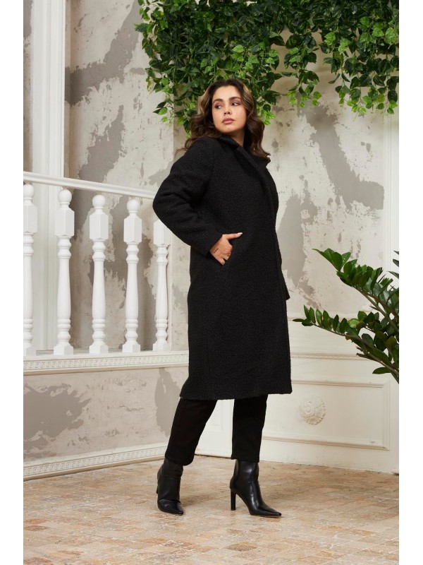 9803 Black Дамско палто в макси размери