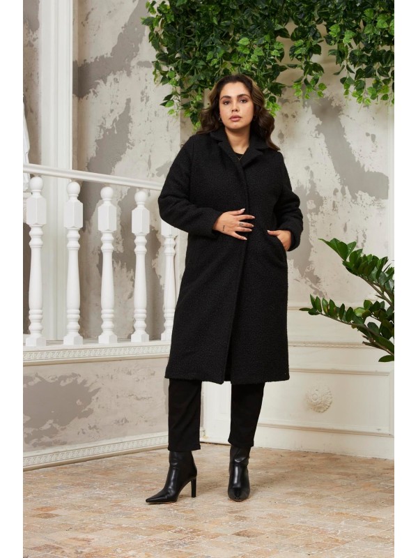 9803 Black Дамско палто в макси размери