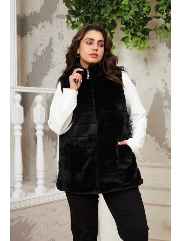 9825 Black Дамски елек в макси размери