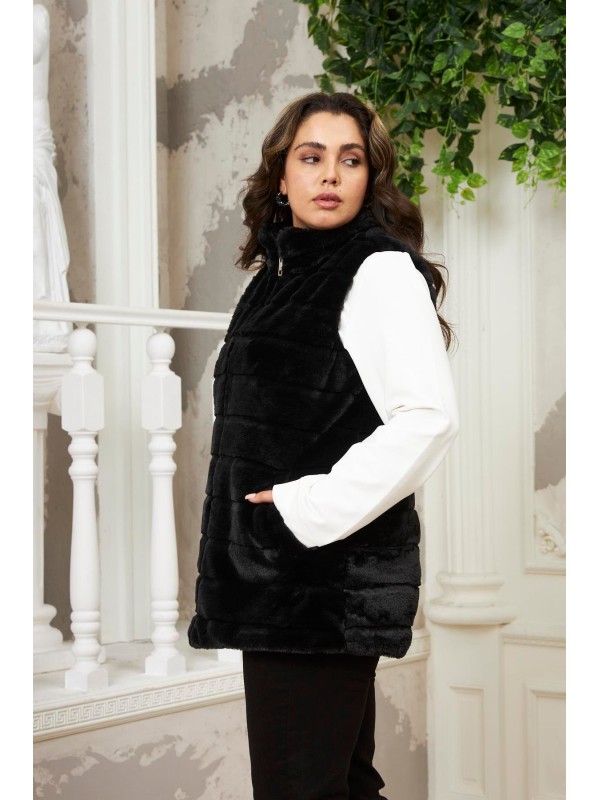 9825 Black Дамски елек в макси размери