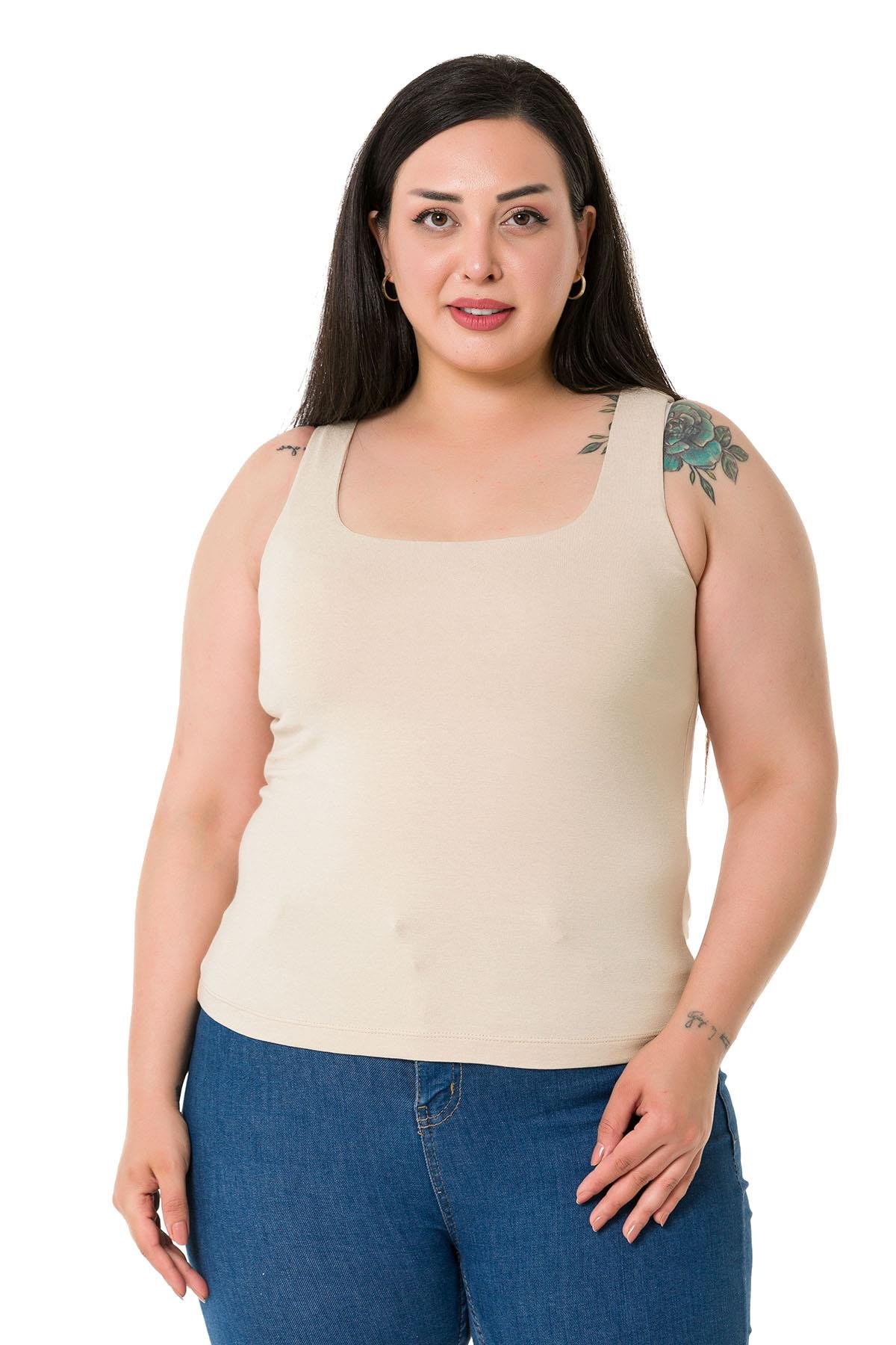 W-5011 Beige Дамски потник в макси размери