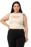 W-5026 Beige Дамски потник в макси размери