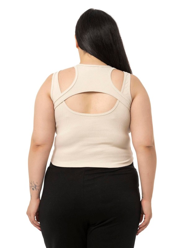 W-5026 Beige Дамски потник в макси размери