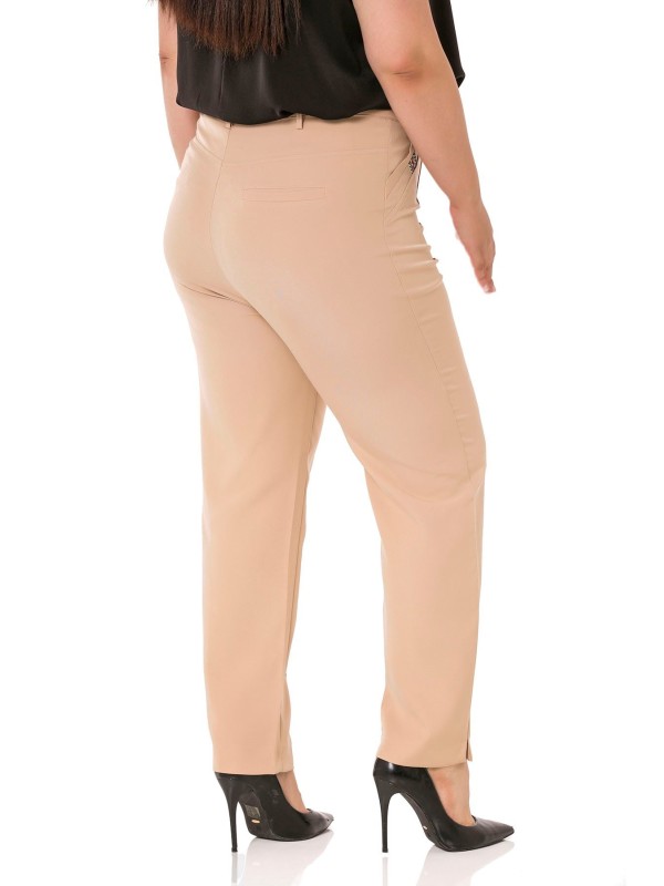W-5219 Beige Дамски панталони в макси размери
