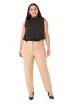 W-5219 Beige Дамски панталони в макси размери