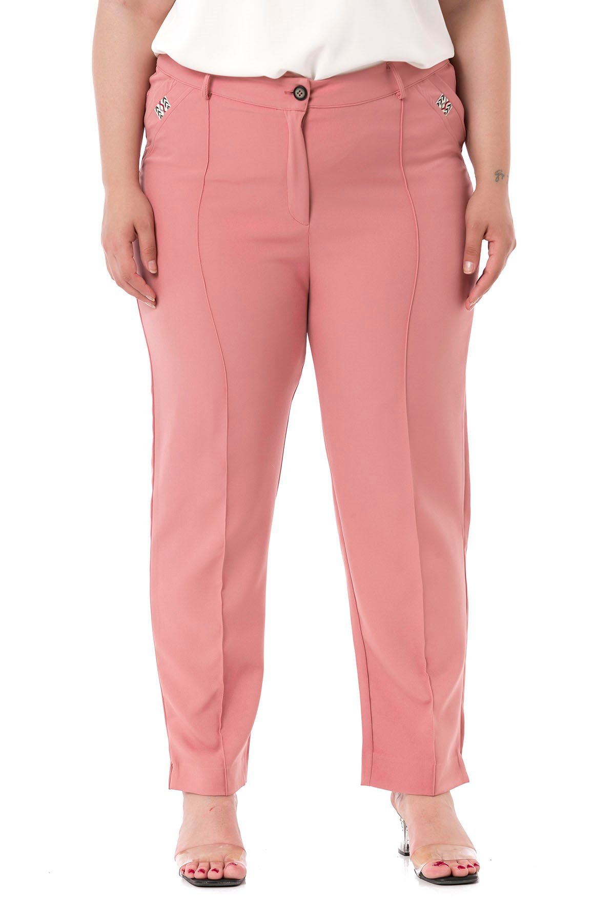 W-5219 Pink Дамски панталони в макси размери