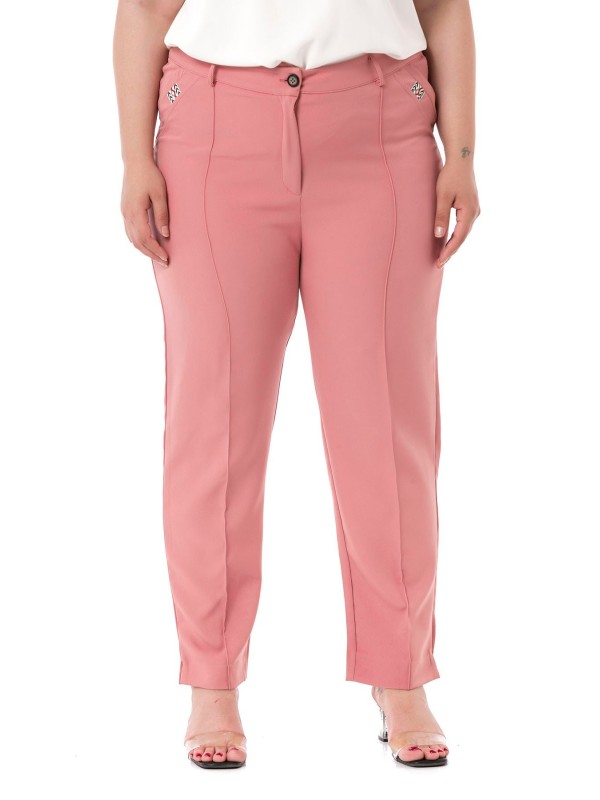 W-5219 Pink Дамски панталони в макси размери