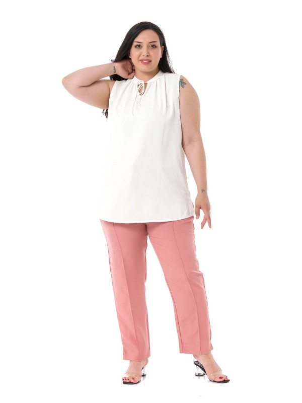 W-5219 Pink Дамски панталони в макси размери