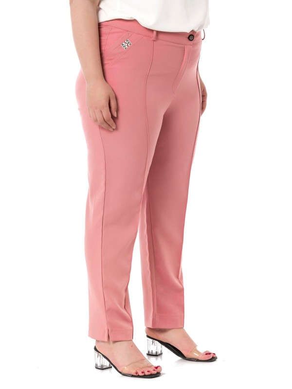 W-5219 Pink Дамски панталони в макси размери