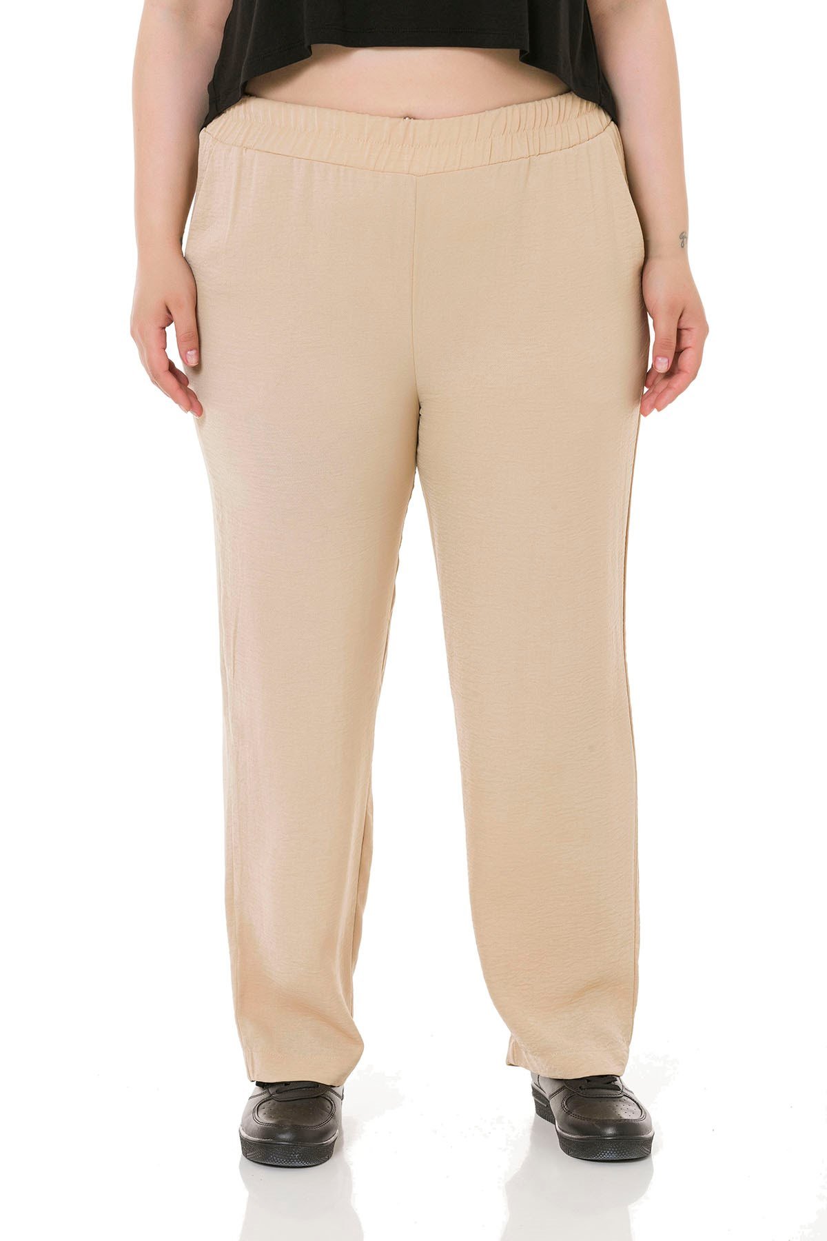 W-5228 Beige Дамски панталони в макси размери
