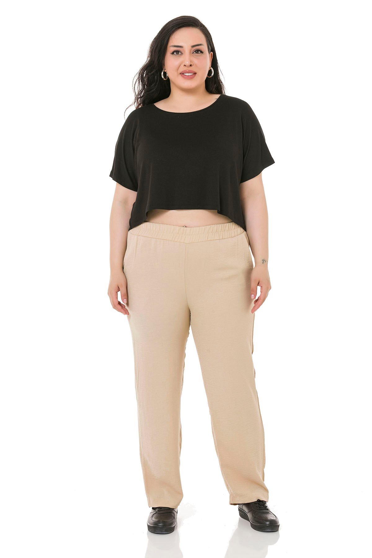 W-5228 Beige Дамски панталони в макси размери
